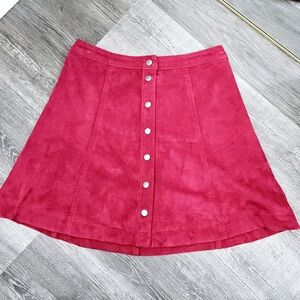 Abercrombie & Fitch Faux Leather Faux Suede Skater Skirt Size 4 Red